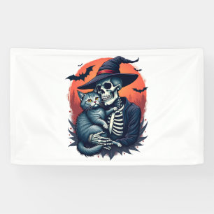 Cats Because People are Creepy Halloween Skeleton Banner