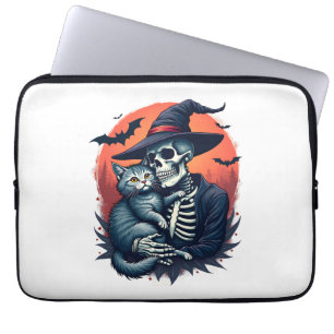Cats Because People are Creepy Halloween Skeleton Laptop Sleeve