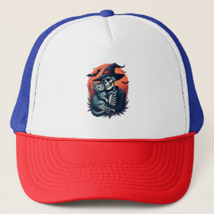 Cats Because People are Creepy Halloween Skeleton Trucker Hat
