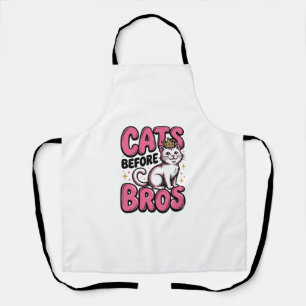 Cats Before Bros Vintage Cat Crown Shirt Design_1 Apron