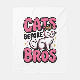 Cats Before Bros Vintage Cat Crown Shirt Design_1 Fleece Blanket