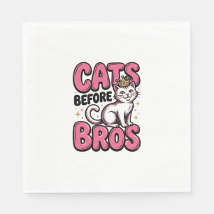 Cats Before Bros Vintage Cat Crown Shirt Design_1 Napkin