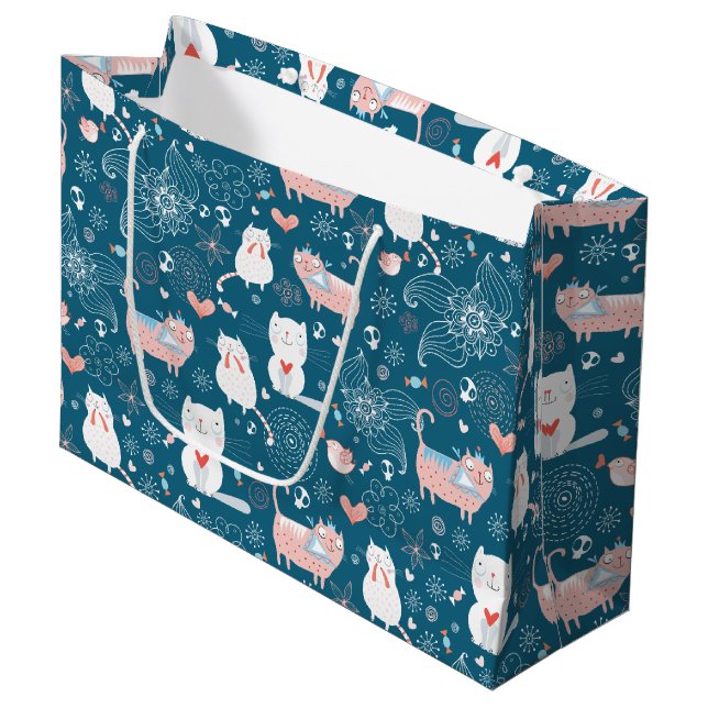 Cats, Birds & Hearts Gift Bag (Front Angled)