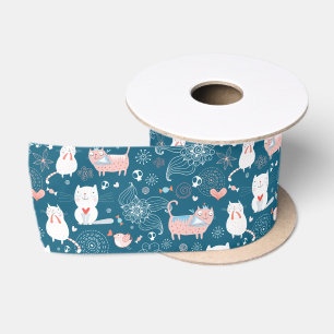 Cats, Birds & Hearts Ribbon Satin Ribbon