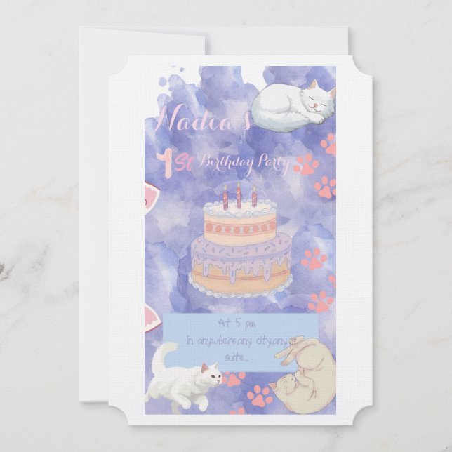 Cats birthday invitation (Front)