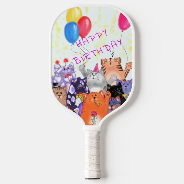 Cats Birthday Party Pickleball Paddle Gift (Front)