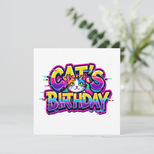 Cat's Birthday Rainbow Glitch (Standing Front)