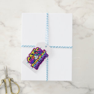 Cat's Birthday Rainbow Glitch Gift Tags