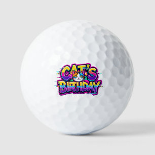 Cat's Birthday Rainbow Glitch Golf Balls