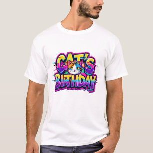 Cat's Birthday Rainbow Glitch T-Shirt