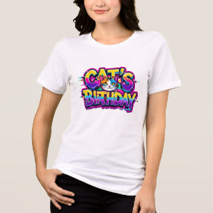 Cat's Birthday Rainbow Glitch Tri-Blend Shirt