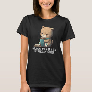 Cats books and a cup of tea Book Book Nerd Librar T-Shirt