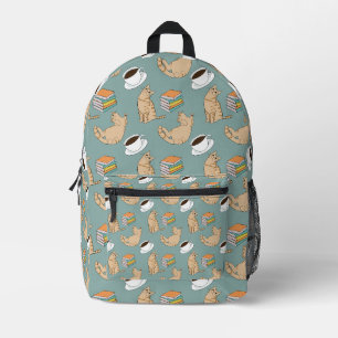 Cats Books And Coffee Time Printed Backpack