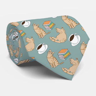 Cats Books And Coffee Time Tie