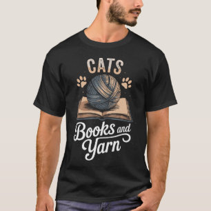 Cats Books And Yarn Funny Knitting T-Shirt
