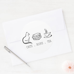 Cats Books Tea for Readers Who Love Tea & Cats Classic Round Sticker