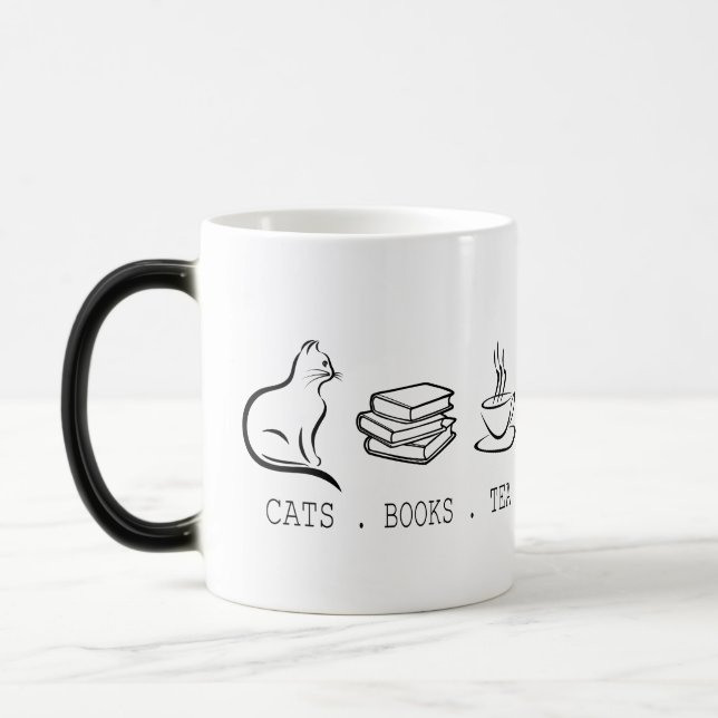 Cats Books Tea for Readers Who Love Tea & Cats  Magic Mug (Left)