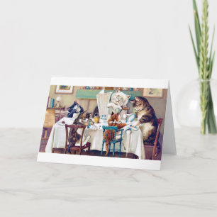 Cat's Breakfast Time, Louis Wain Card