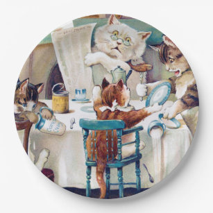 Cat's Breakfast Time, Louis Wain Paper Plate