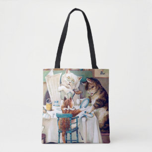 Cat's Breakfast Time, Louis Wain Tote Bag