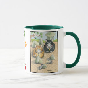 Cats Bud & Tony Meditation Mug Green