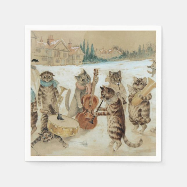 Cats Carol Singing by Louis Wain    Napkin (Front)