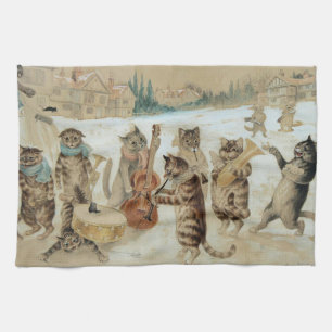 Cats Carol Singing by Louis Wain    Tea Towel