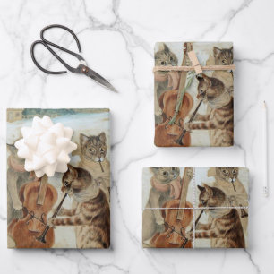 Cats Carol Singing by Louis Wain    Wrapping Paper Sheet