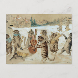 Cats Carol Singing Postcard