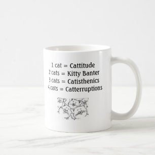 Cats_-_Cartoon_2, 1 cat = Cattitude 2 cats = Ki... Coffee Mug