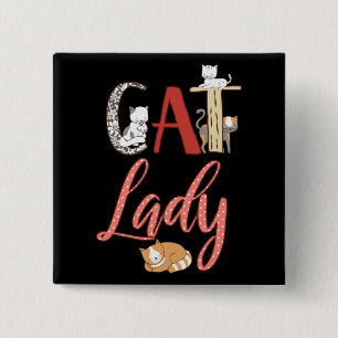 Cats - Cat Lady Cat Lover 15 Cm Square Badge