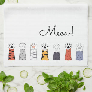 Cats Cat Paws Black Meow Pet Lovers Tea Towel