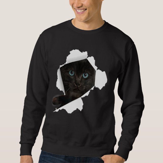 Cats Cats Blackcats Torn Cloth Kitten Sweatshirt (Front)
