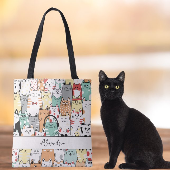 Cats, Cats & More Cats Monogram Tote Bag (Creator Uploaded)