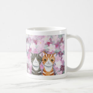 Cats Cherry Blossoms Mug Cute Tabby Cats Flowers