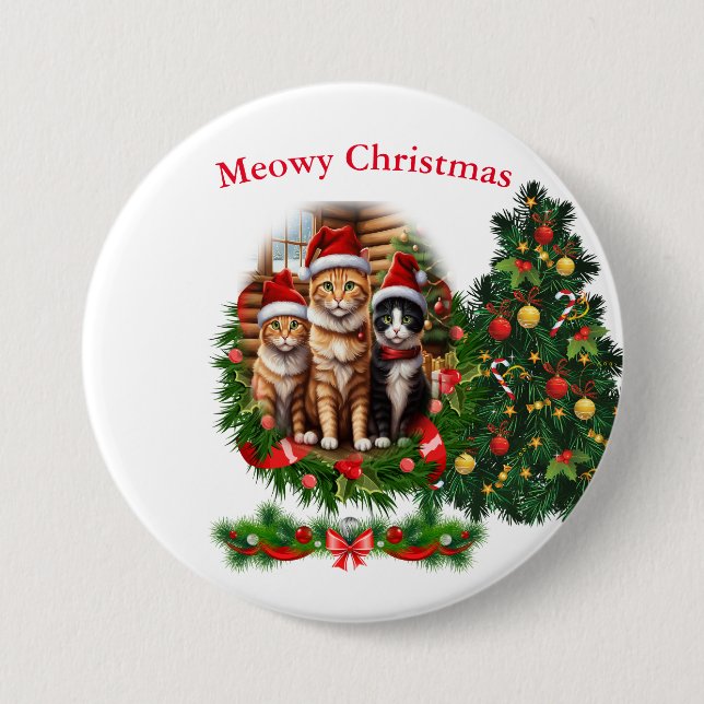 Cats Christmas 7.5 Cm Round Badge (Front)