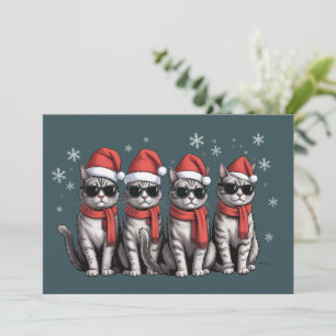 Cats Christmas Cat Mum Holiday Xmas Santa Card