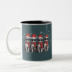 Cats Christmas Cat Mum Holiday Xmas Santa Two-Tone Coffee Mug