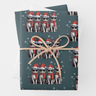 Cats Christmas Cat Mum Holiday Xmas Santa Wrapping Paper Sheet