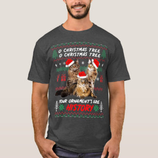 Cats Christmas Funny Ornaments Maine Coon Lovers  T-Shirt