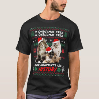 Cats Christmas Funny Ornaments Norwegian Forest Ca T-Shirt