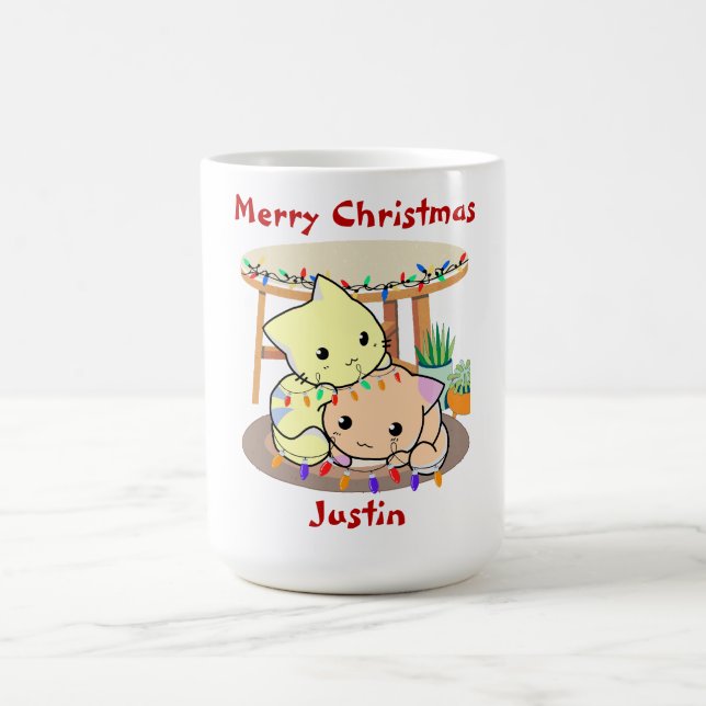 Cats christmas gift, personalised name   coffee mug (Center)