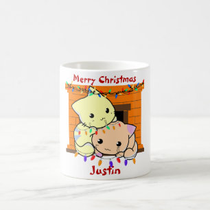 Cats christmas gift, personalised name coffee mug