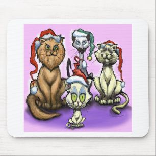 Cats Christmas Hats Mouse Pad