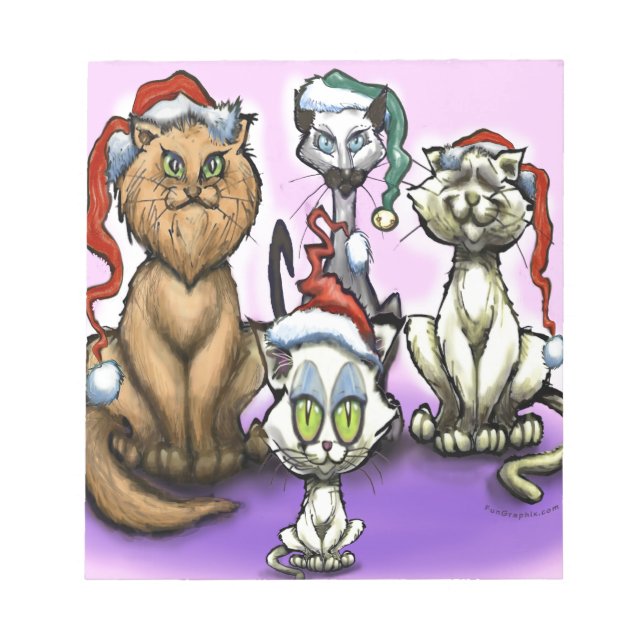 Cats Christmas Hats Notepad (Front)