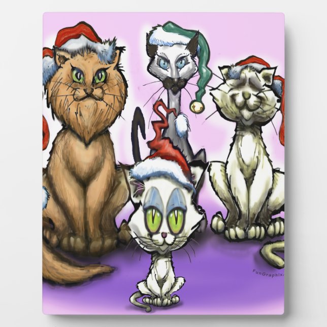 Cats Christmas Hats Plaque (Front)