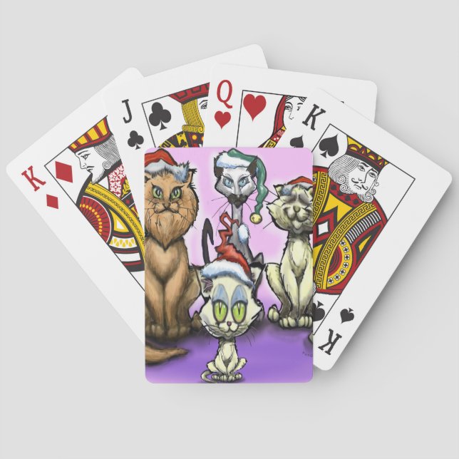 Cats Christmas Hats Playing Cards (Back)