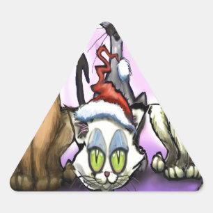 Cats Christmas Hats Triangle Sticker