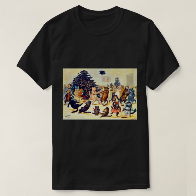 Cat's Christmas Party, Louis Wain T-Shirt (Design Front)