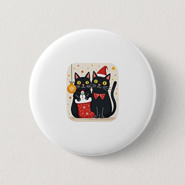 Cats Christmas Retro 50s 60s Xmas (1) 6 Cm Round Badge (Front)
